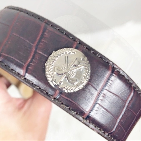 LIKE NEW Vintage belt leather alligator print leather golf buckle silver RETRO main image 4